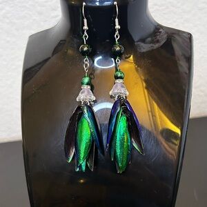 Handmade by Jewel Beetle Wing Earrings – Brand New (Morbid Creations)